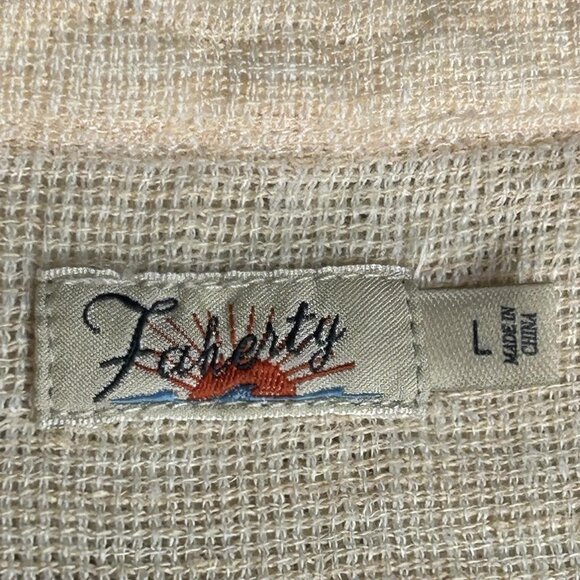 Faherty Shirt Womens Large Peach Gauze Woven Short Sleeve Button Up Lightweight - Picture 3 of 10